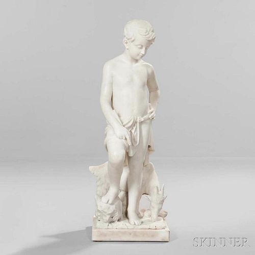 Continental School, 19th Century       Marble Sculpture of a Boy with a Goat