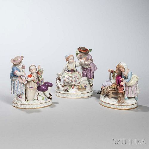 Three Meissen Porcelain Figural Groups