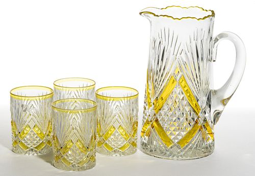 CHAMPION (OMN) - AMBER-STAINED FIVE-PIECE WATER SET