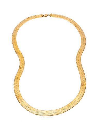 Italian 10k Yellow Gold Herringbone Necklace 76g