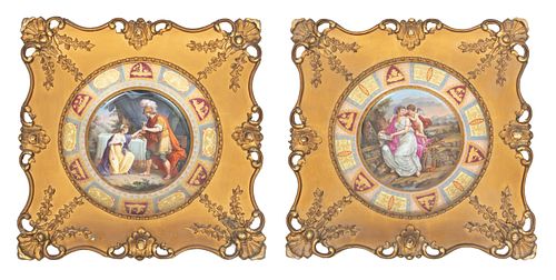 Royal Vienna Porcelain (Austrian) Hand Painted Plates C. 19th Century, Dia. 10''