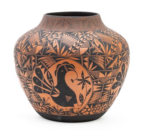 Acoma Pueblo, New Mexico (Native American) Pottery Jar Signed G/G H 11'' Dia. 13''