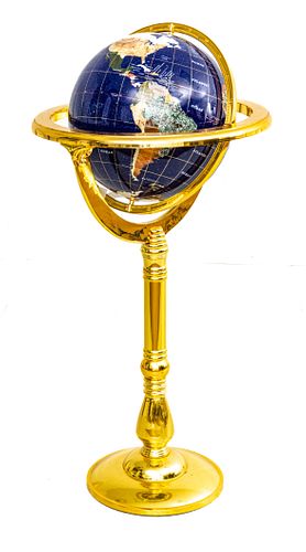 Hardstone Globe Of The World H 38'' Dia. 19''
