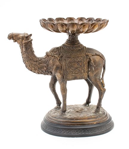 Moorish Influence Camel Bronze Centerpiece, C. 2000, H 18'' W 17'' Depth 9''