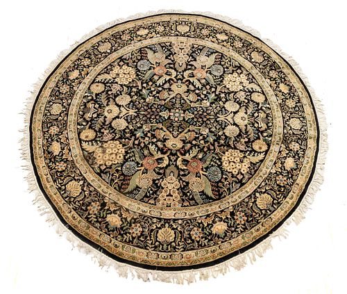 Ispahan Design Hand Woven Circlular Design Carpet Dia. 7.4'