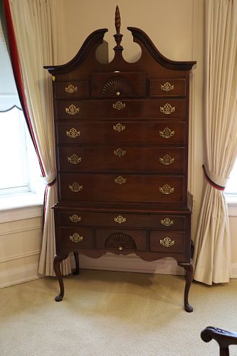 American Masterpiece Collection By Hickory Carved Mahogany Highboy Dresser H 86'' W 41.5'' Depth 21''