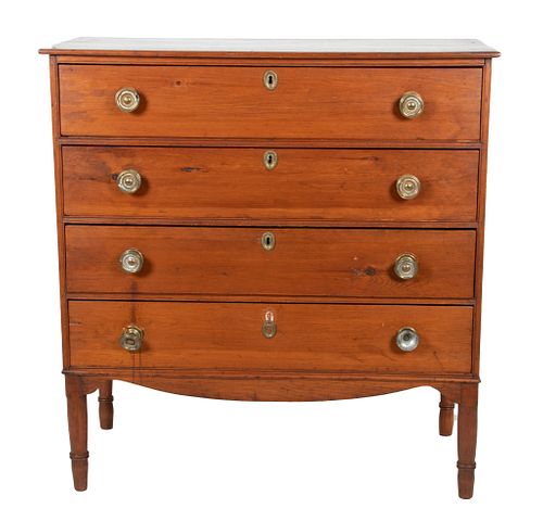 American Cherry Wood 4-Drawer Chest, 19Th C., H 42", W 40" D 18
