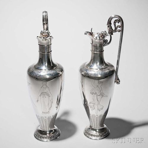 Pair of Victorian Sterling Silver Ewers