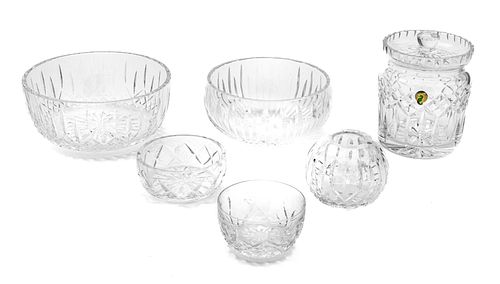 Irish Waterford Lismore Crystal Jar And Bowls