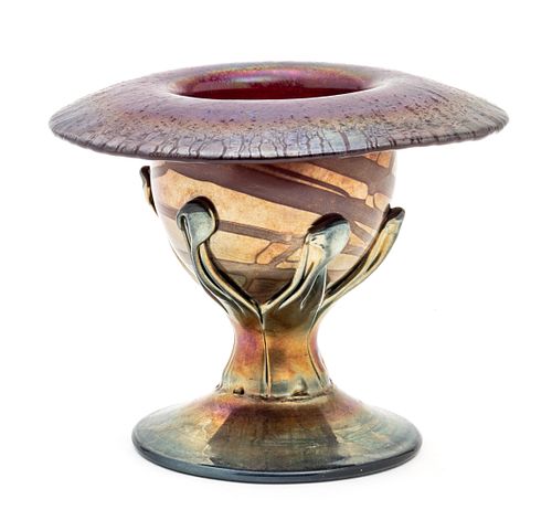 Thomas Kelly (American, B. 1967) Art Nouveau Influence Blown Glass Vase 20th C., H 6'' Dia. 6.5''