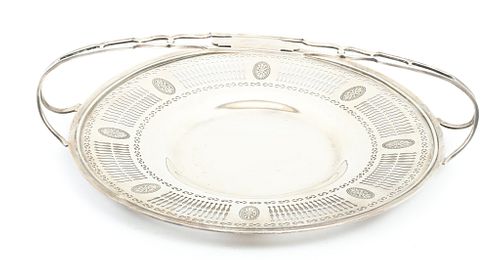 Sterling Silver Basket Form Serving Dish, Frank Whiting Co C. 1940, H 4'' W 11.5'' 11.7t oz