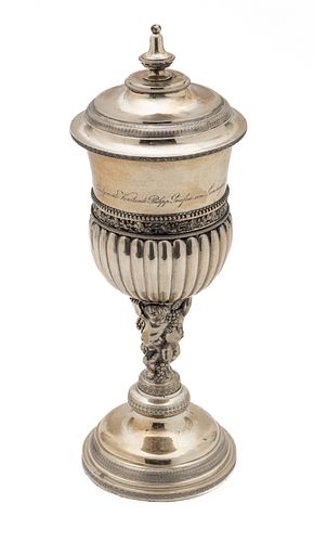 German Silver Commemorative Goblet With Cover Ca. 1833, H 12''