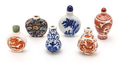 Chinese Porcelain Snuff Bottles 6 pcs