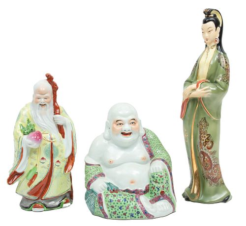 Chinese Ceramic Figures, 20th C., Three Pieces