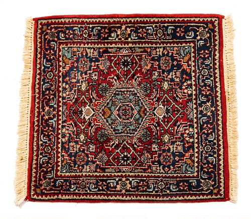 Indo-Persian Bijar Handwoven Wool Mat, W 2' 2'' L 2' 2''