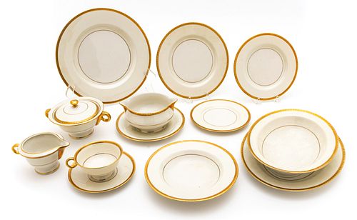 Theodore Haviland (New York) 'Corinth' Gilded Porcelain Partial Service, Dia. 10.75'' 50 pcs