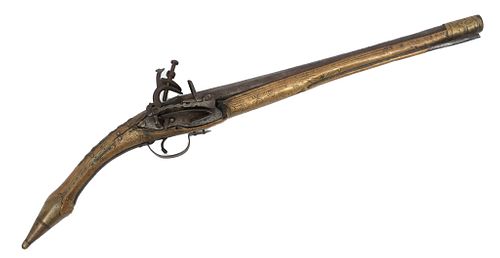 Albanian 'Rat Tail' Flintlock Pistol, Late 18th/early 19th C., L 21''