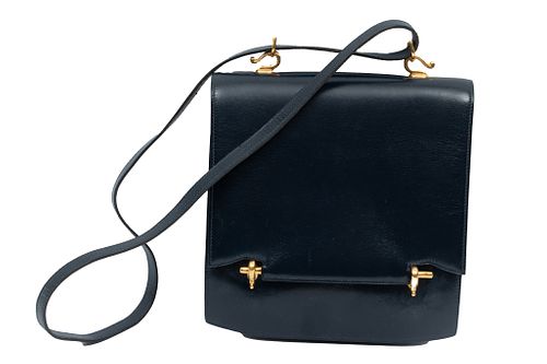 Hermes, Paris Leather Handbag, Made In France H 8.5'' W 8''