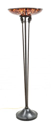 Maitland-Smith (British) Bronze & Faux Tortoiseshell Torchiere Lamp, H 71'' Dia. 22''