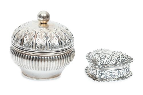 Gorham Sterling Silver Covered Boxes C. 1900, 4.8t oz 2 pcs