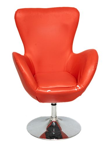 Modern Red Leather Side Swivel Chair