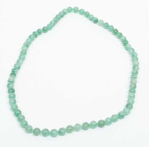 Pekin Glass Bead Necklace, Celadon Green L 29''