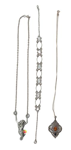 Sterling Silver Neck Chain & Necklace 12", 18" + 1 Other 3 pcs