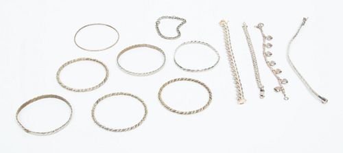 Sterling Silver Bangle Bracelets (7) Hinged Bracelets (5) 5t oz 12 pcs