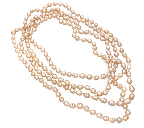 Pink Biwa Pearl Necklace, 15mm L 140''