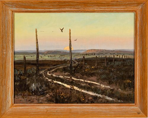 Joe Neil Beeler (American, 1931-2006) Oil On Canvas, "The Homestead Road", H 12'' W 16''