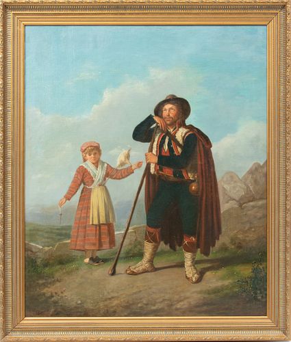 Continental Oil On Canvas, Ca. 19th C., Shepherd And Shepherdess, H 30'' W 25''