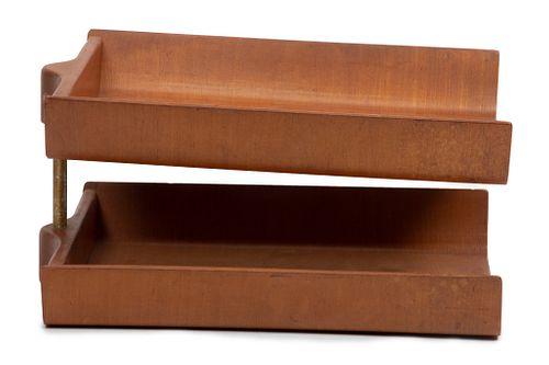 Florence Knoll, Two Tier Molded Birch Double Letter Tray H 7'' W 11.5'' Depth 14''