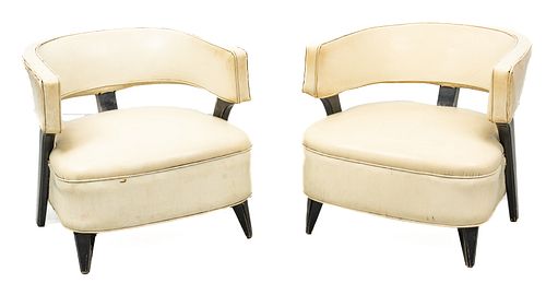 Pair of Paul Laszlo Club Lounge Chairs Ca. 1940s, H 25'' W 29'' Depth 29''
