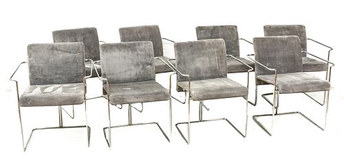 Italian Chrome Framed Dining Chairs, H 30'' W 24'' Depth 25'' 8 pcs
