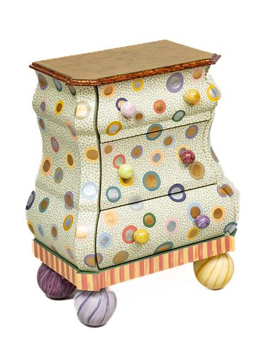 MacKenzie-Childs (American) Hand Painted Wood And Ceramic, Bubbles Bombay H 29'' W 22'' Depth 15''