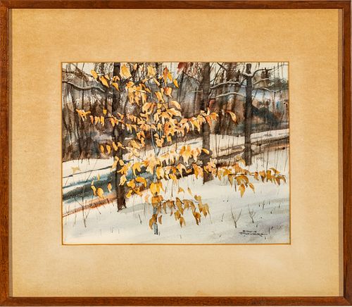 Edwin Dahlberg (American, 1901-1984) Watercolor On Paper, Winter Landscape, H 10'' W 12''