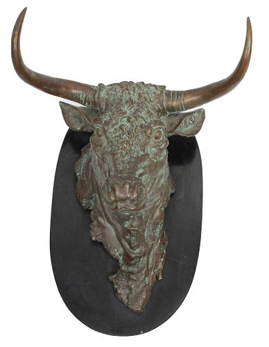 Maitland-Smith (British) Bronze Bull Plaque H 11.5'' W 9.25'' Depth 8.25''