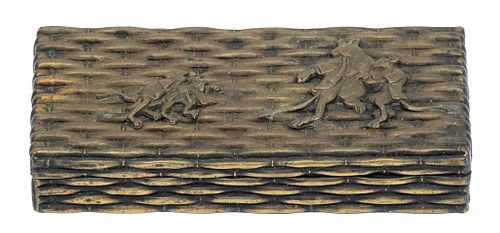 Bronze Box, Rats On Lid Ca. 1900, L 3.2'' Depth 1.5''
