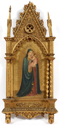 After Fra Angelico (Italian, 1400-1455) Oil Or Tempera On Wood Panel Late 19th/early 20th C., Madonna Della Stella, H 14'' W 8''