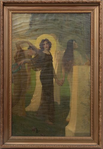 Benjamin Osro Eggleston (American, 1867-1937) Oil On Canvas, 1896, "Time Passes", H 38'' W 26''
