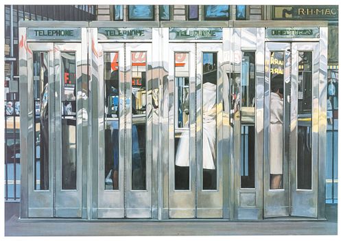 Richard Estes (American, B. 1932) Metropolitan Museum Of Art Poster 1967, Telephone Booths, H 25.25'' W 36.75''