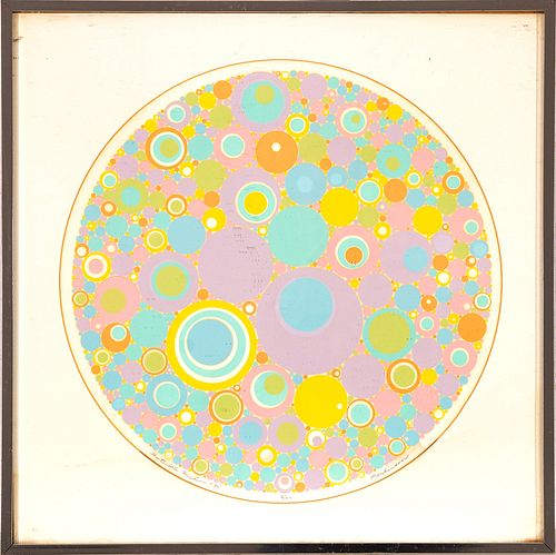 Perkinson (American. 20th Century) Serigraph In Colors On Paper, 1975, The Bubble Machine, Dia. 14''