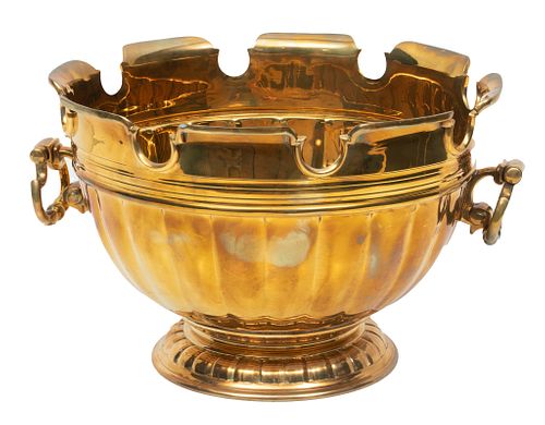 Mottahedeh Brass Wine Cooler, Ca. 1980s, H 9.25'' Dia. 14'' sold at auction  on 19th May