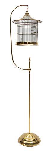 Andrew B. Hendryx Co. (American) Brass Bird Cage And Stand H 68'' Dia. 14''