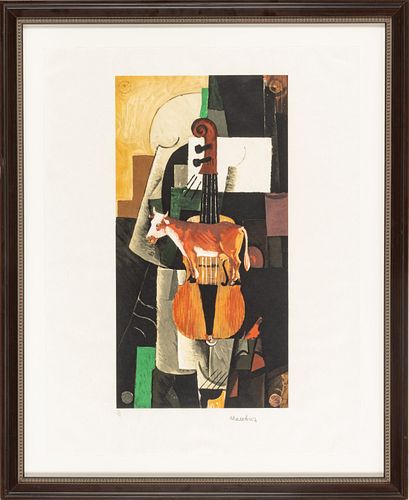 Kazimir Severinovich Malevich (Russian, 1878-1935) Lithograph On Wove Paper, Cow And Viola, H 25'' W 13''