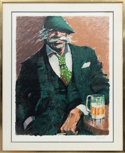 Aldo Luongo (Argentinian, B. 1940) Lithograph In Colors On Wove Paper, 1988, Afternoon Beer, H 33.5'' W 25.5''