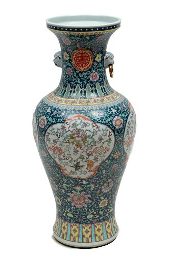 Monumental Chinese Qing Dynasty Style Porcelain Palace Vase 21st C., H 37'' Dia. 17''
