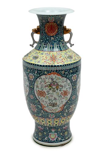 Monumental Chinese Qing Dynasty Style Porcelain Palace Vase 21st C., H 37'' Dia. 17''