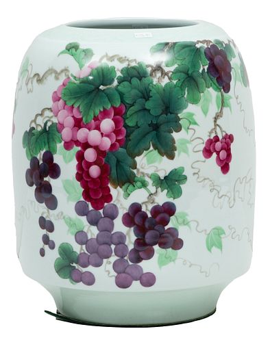 Chinese Porcelain Flower Vase 21st C.,, H 13.5'' Dia. 11.5''