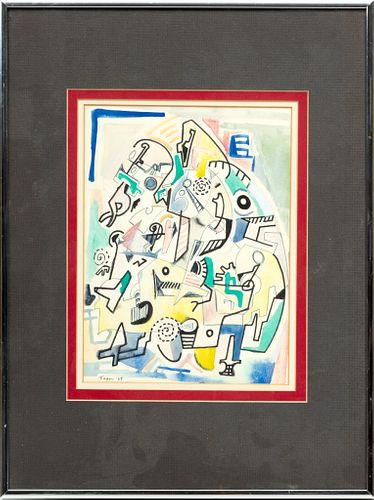 Jack Faxon 1936 - 20, Abstract Mixed Media On Paper, Ca. 1969, H 9'' W 7''